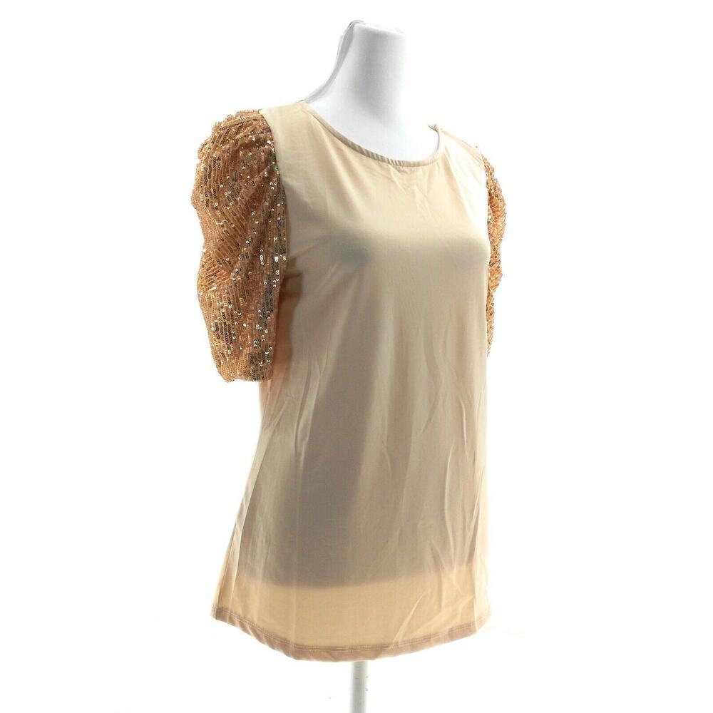Above & Beyond Pink Sequence Sleeve Top - Women's Size Small - Chic Stylish